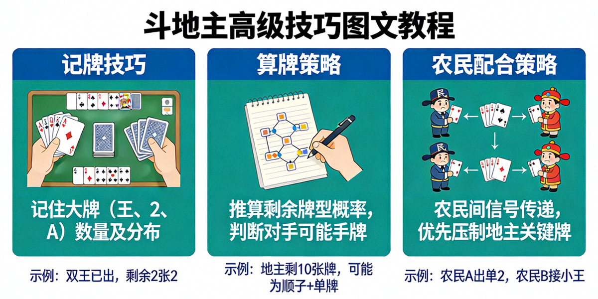 斗地主高级技巧图文教程，讲解记牌、算牌与农民配合策略